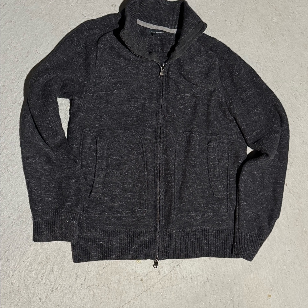 Banana Republic Mens Medium Full Zip Sweater cotton mock neck classy 90s style